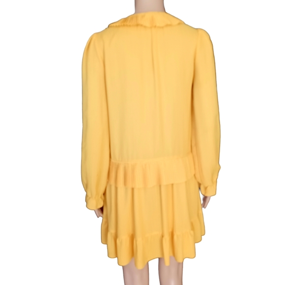 Athe Vanessa Bruno Womens Fringed Yellow Aline Dress Dropped Waist Size 34 - Picture 3 of 8